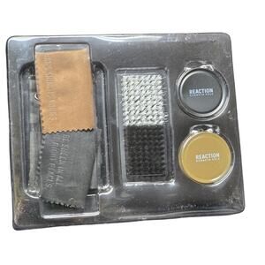 Kenneth Cole Reaction 6 Piece Shoe Shine Kit Black & Brown Polish Buffing Brush